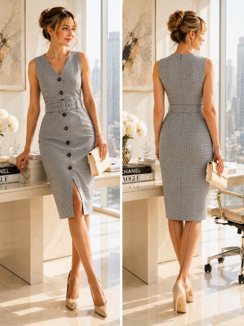 Club Monaco Plaid Sheath Dress Belted Size 2